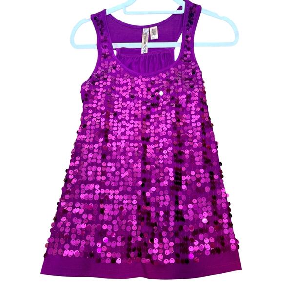 EYESHADOW Y2K Sequined Sparkly Tank Top. Pink/Purple/Fuchsia. Size: S - Picture 1 of 6